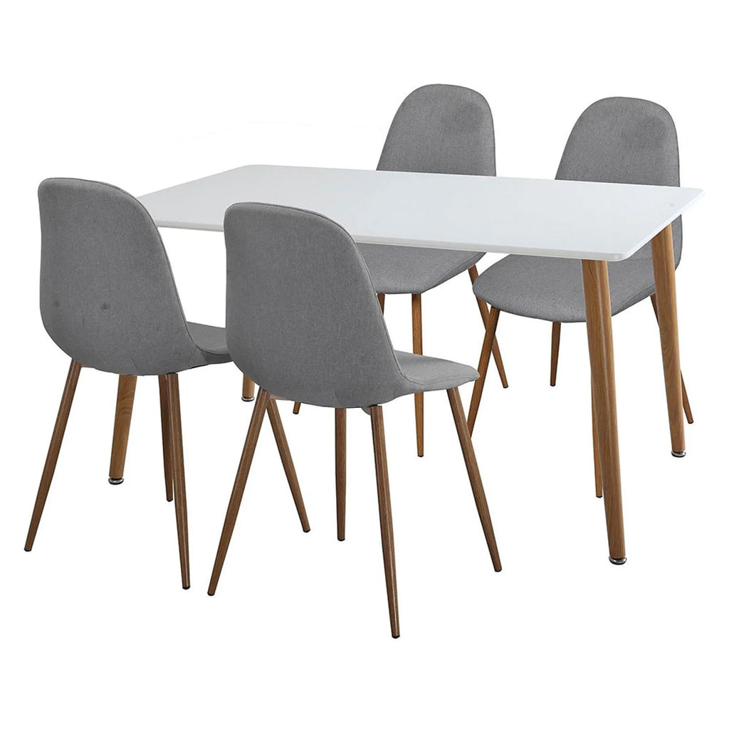 Comedor 4 Sillas 120x80 cm blanco/gris Crispin