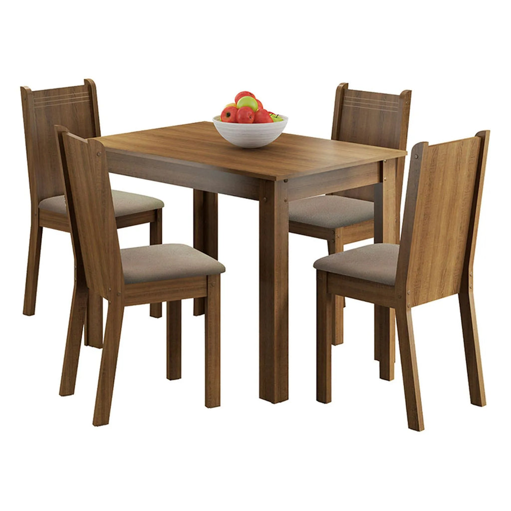 Comedor 4 sillas rectangular Ana rustic perla