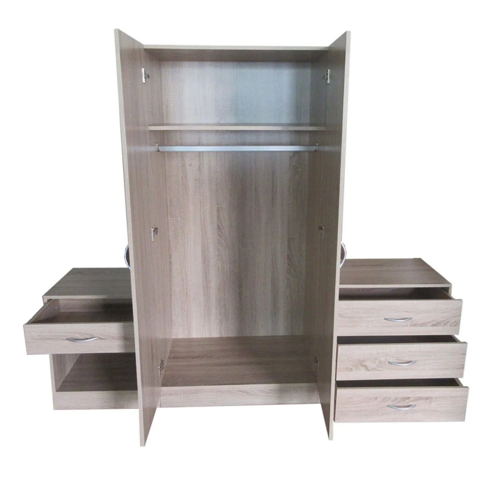 Combo clóset 2 puertas + cómoda 3 cajones + mesa de noche natural