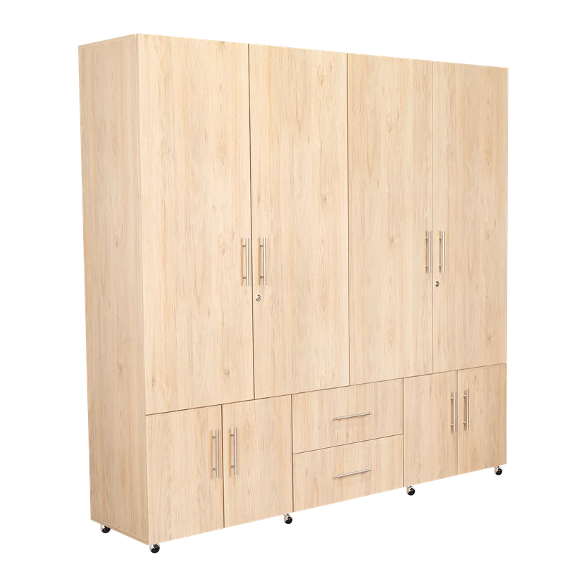 Closet Cantelmo 200X200X48 8 Puertas 2 Cajones Madera natural/blanco
