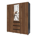 Closet París 3 Puertas 2 Cajones Con Espejo 185x52x182 cm Café Casa Bonita