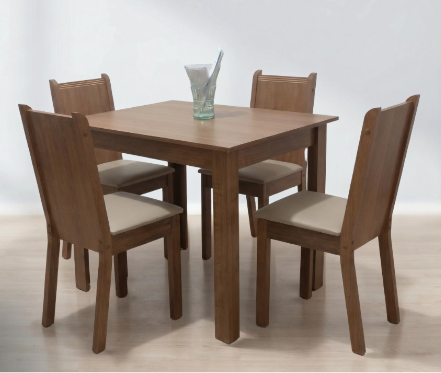 Comedor 4 sillas rectangular Ana rustic perla