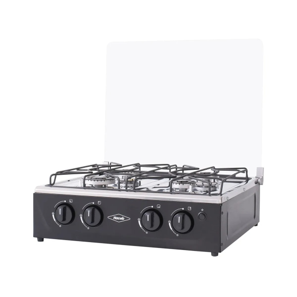 Estufa de Sobremesa 4 Puestos Tapa Vidrio Gas Negro