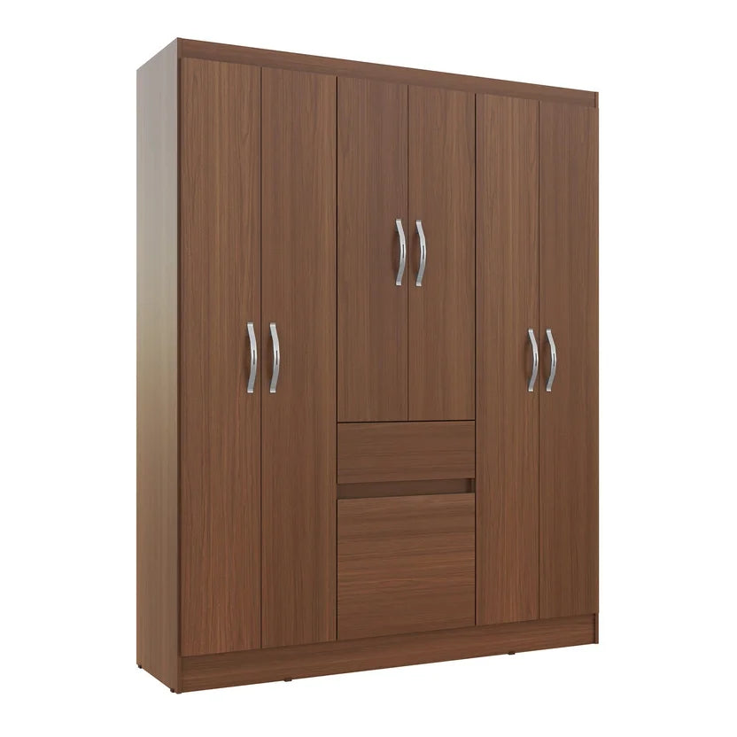 Closet 6 Puertas 1 Cajon 138x40x174 cm Nogal