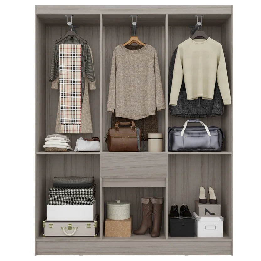 Closet 6 Puertas 1 Cajon 1 Puerta Pequeña 138x174x40 cm Beige
