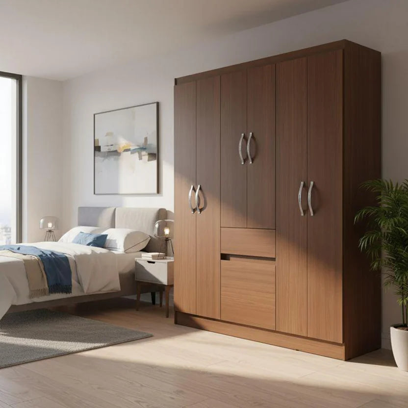 Closet 6 Puertas 1 Cajon 138x40x174 cm Nogal