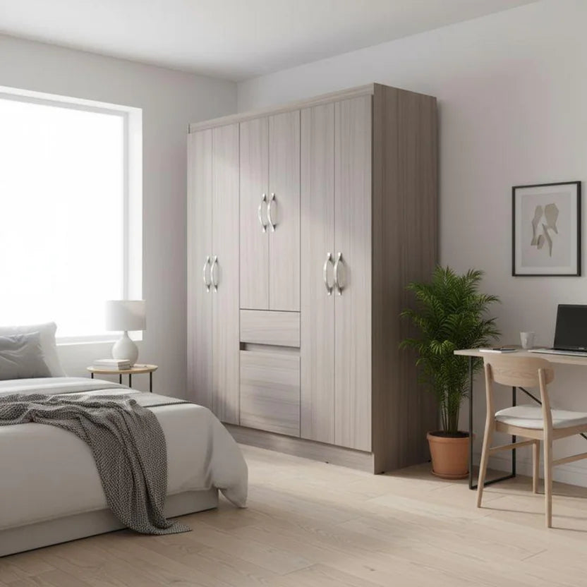 Closet 6 Puertas 1 Cajon 1 Puerta Pequeña 138x174x40 cm Beige