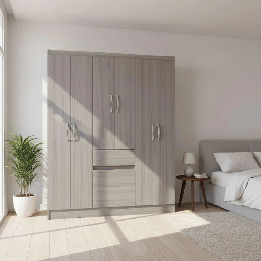 Closet 6 Puertas 1 Cajon 1 Puerta Pequeña 138x174x40 cm Beige