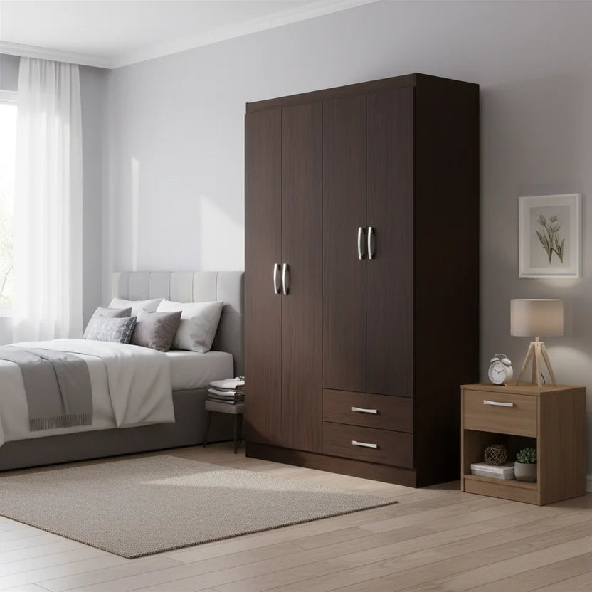 Armario 4 Puertas 2 Cajones 182.5x108.3x47 cm Chocolate